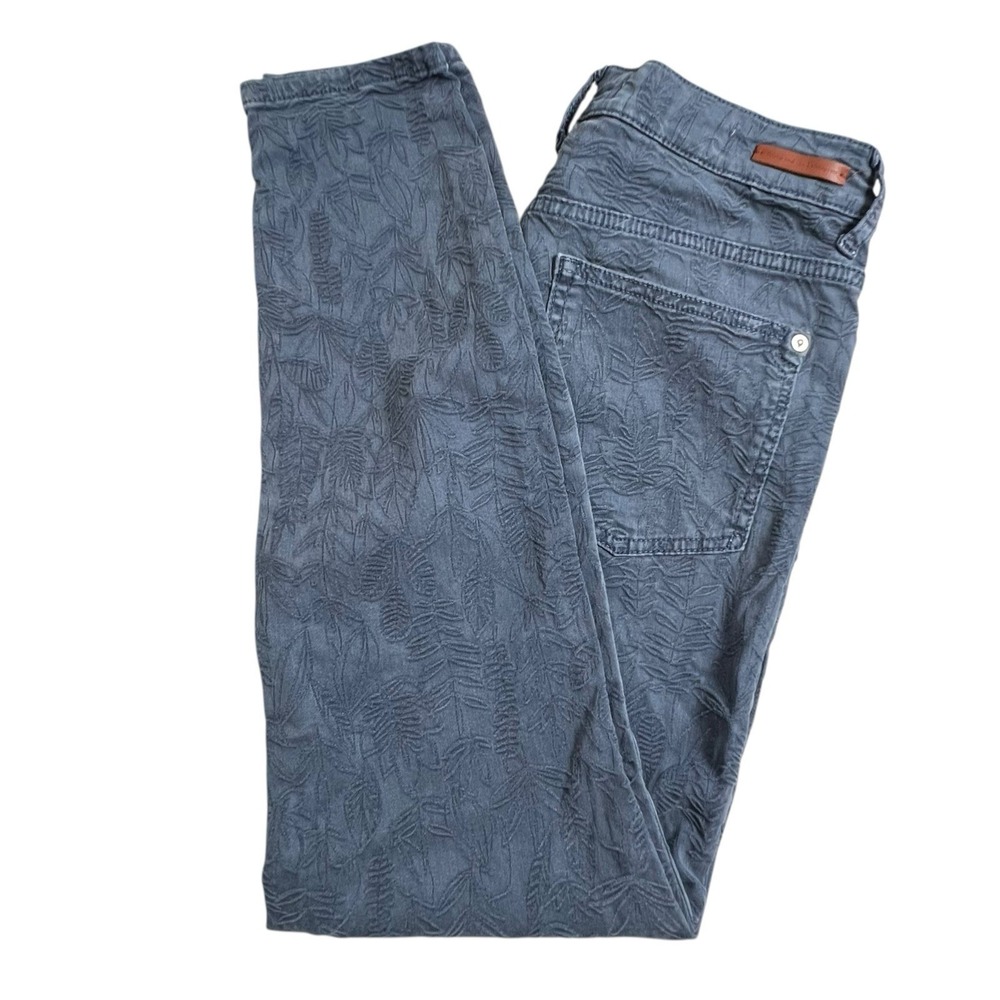 Pilcro Womens 30 Blue Floral Embossed Mid Rise‎ Skinny Jeans